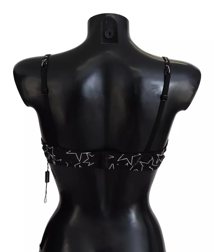 New Dolce & Gabbana Black Millennials Star Non Wire Cotton Bra Underwear
