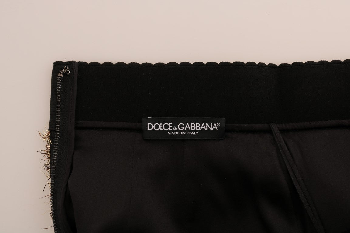 Dolce & Gabbana Gold Black Short Mini Skirt - PreLoved & Luxe