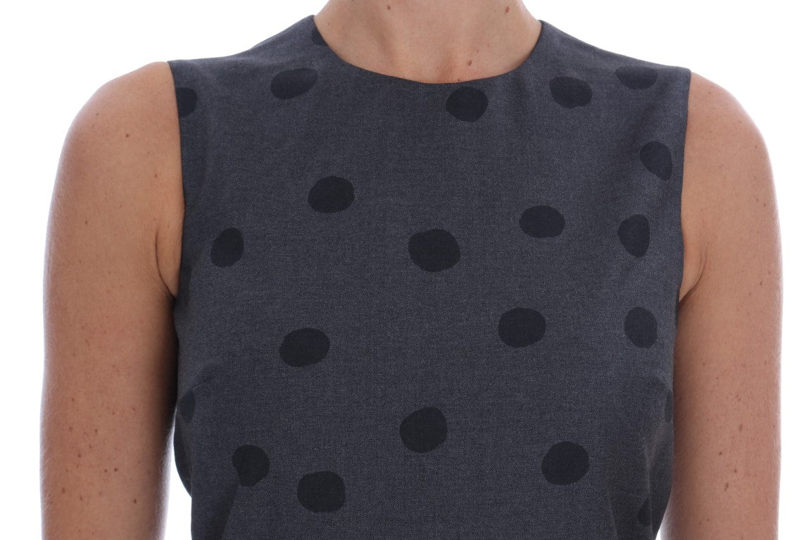 Dolce & Gabbana Gray Polka Dotted Sheath Wool Dress - PreLoved & Luxe