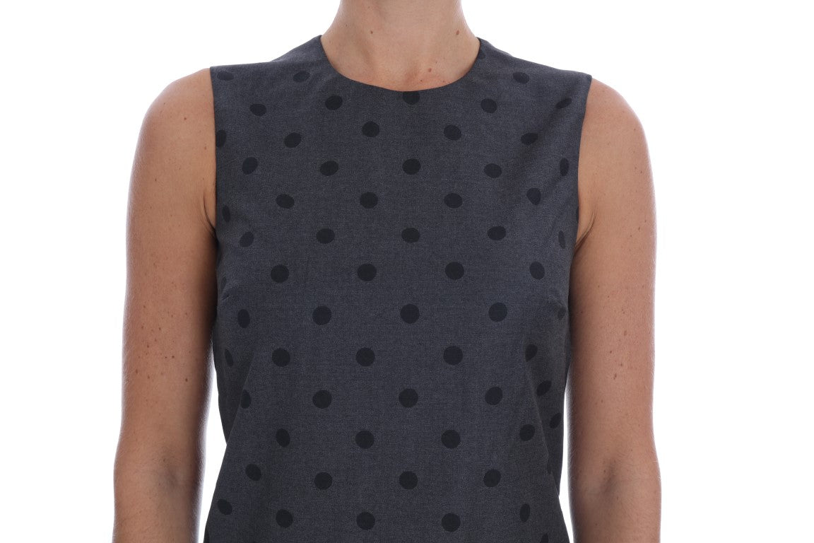 Dolce & Gabbana Gray Polka Dotted Sheath Wool Dress - PreLoved & Luxe