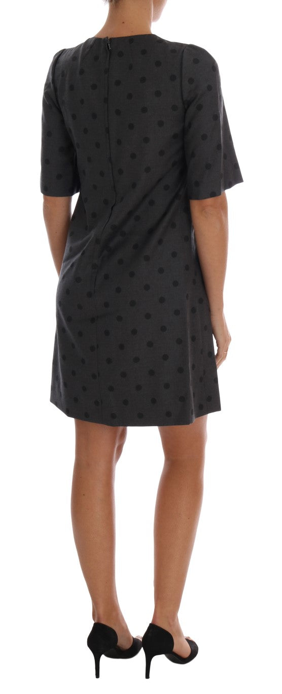 Dolce & Gabbana Gray Polka Dotted Sheath Wool Dress - PreLoved & Luxe