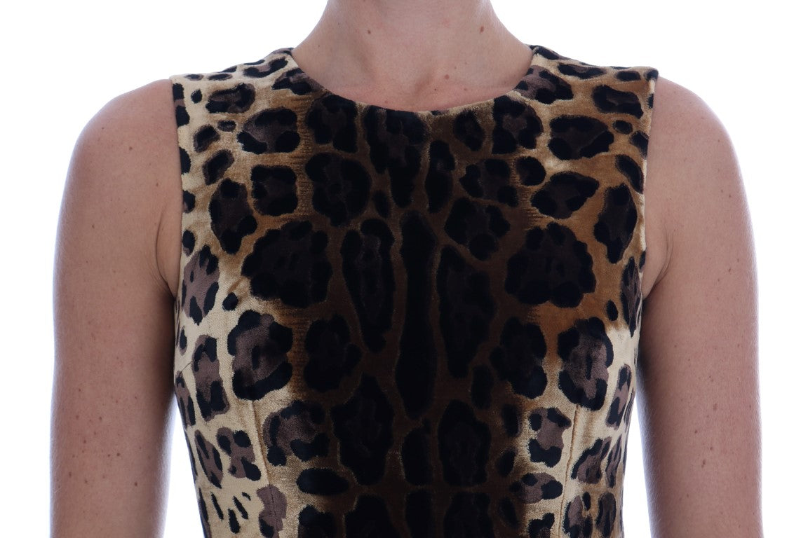 Dolce & Gabbana Brown Leopard Print Silk Sheath Dress - PreLoved & Luxe