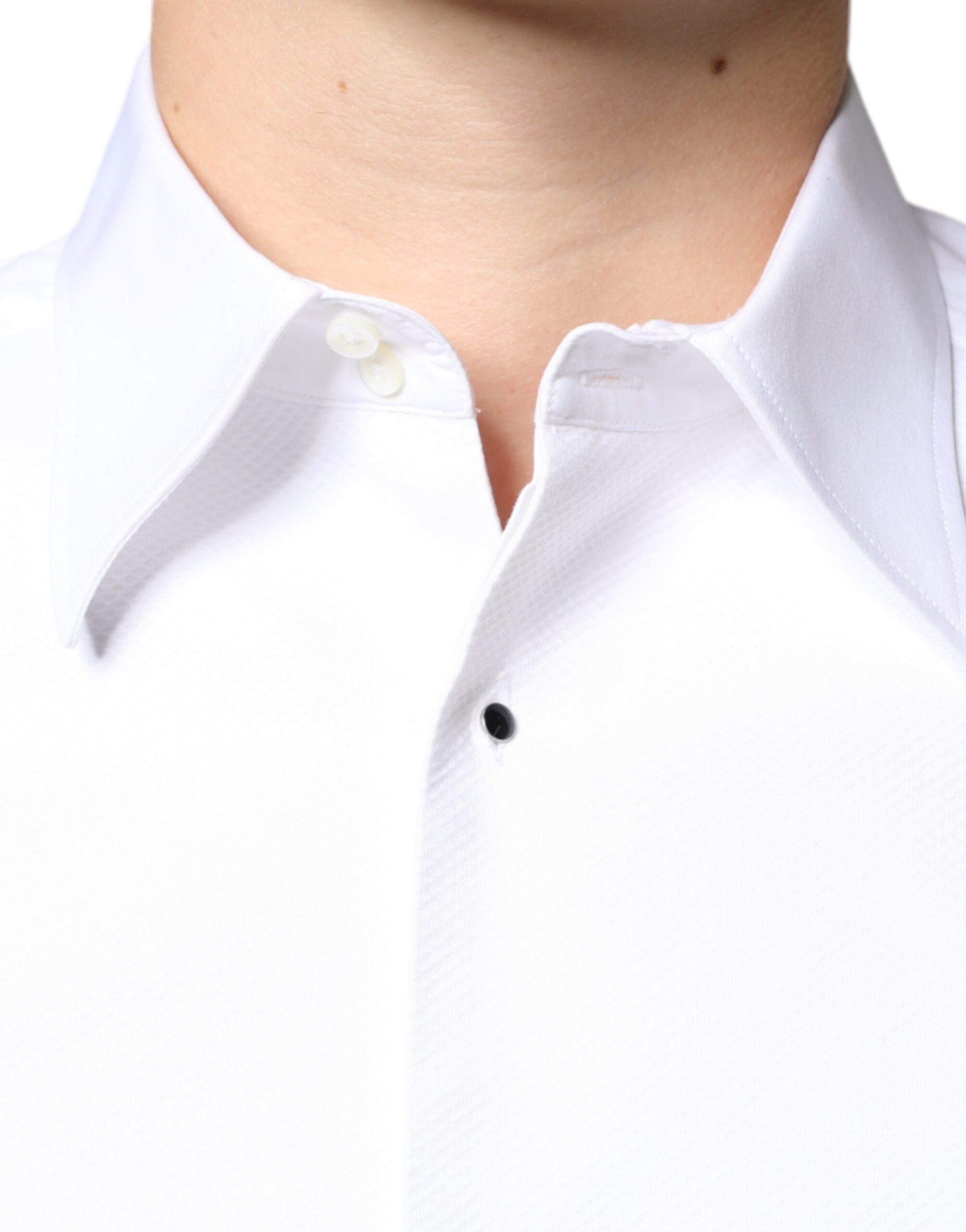 New Dolce & Gabbana White Bib Cotton Poplin Formal Dress Shirt