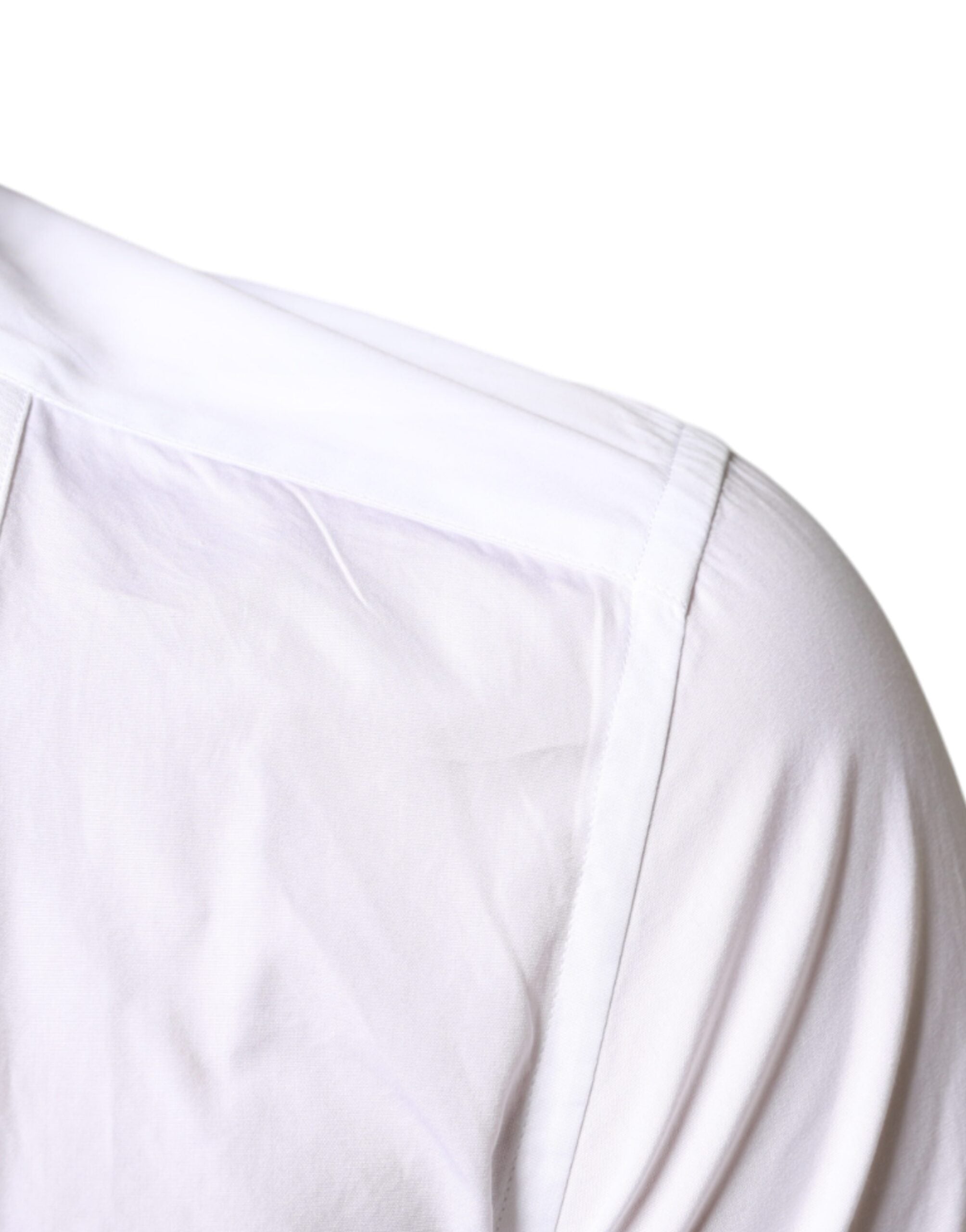 New Dolce & Gabbana White Bib Cotton Poplin Formal Dress Shirt
