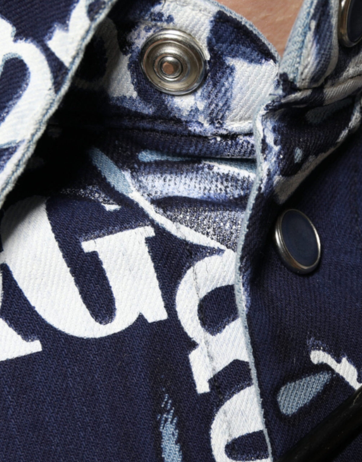 New Dolce & Gabbana Blue Crown Logo Print Slim Fit Cotton Shirt