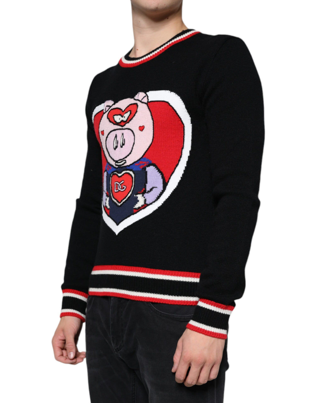 New Dolce & Gabbana Black Cashmere Pig of the Year Pullover Sweater