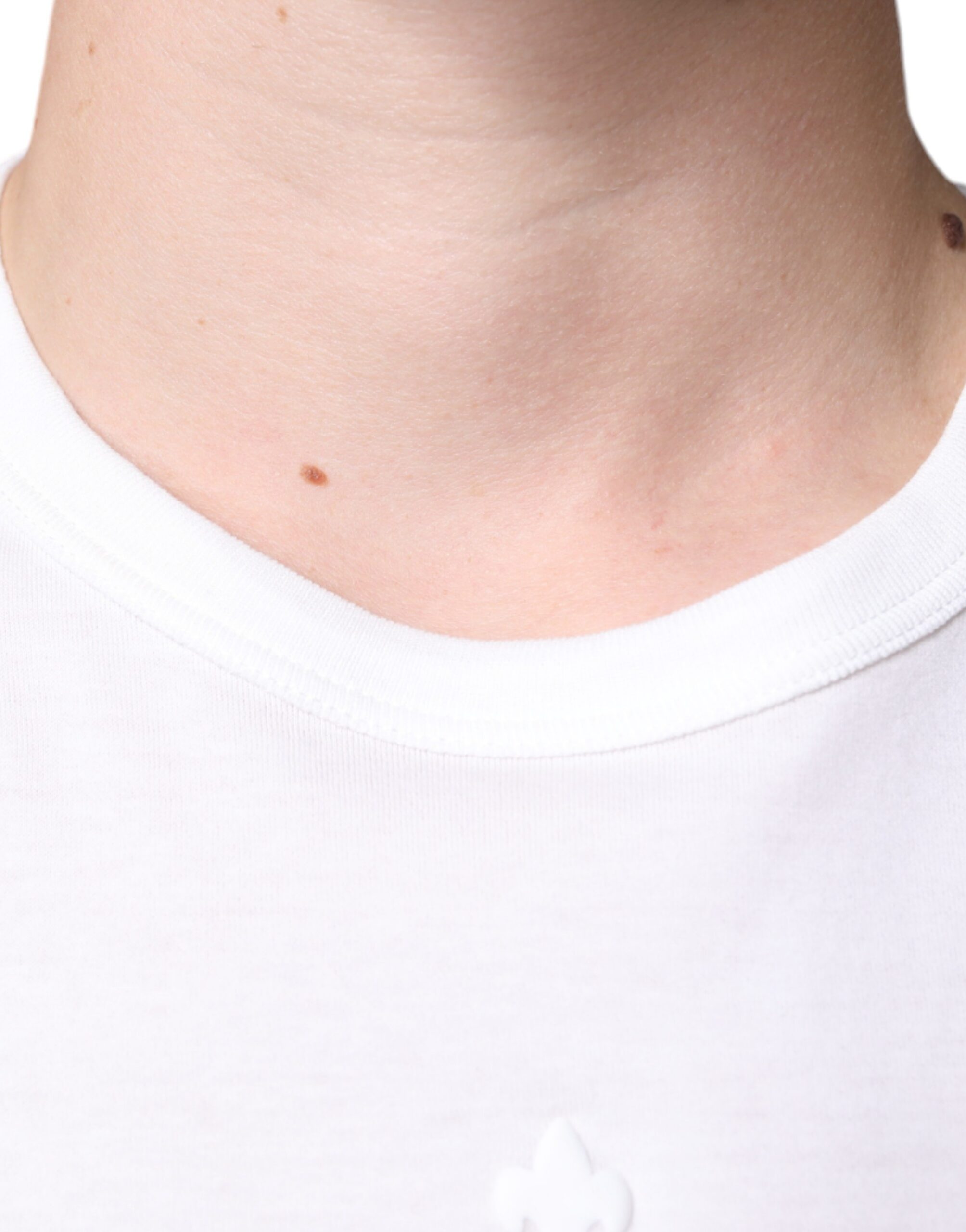 Dolce & Gabbana White Logo Emsed Cotton Crewneck T-shirt