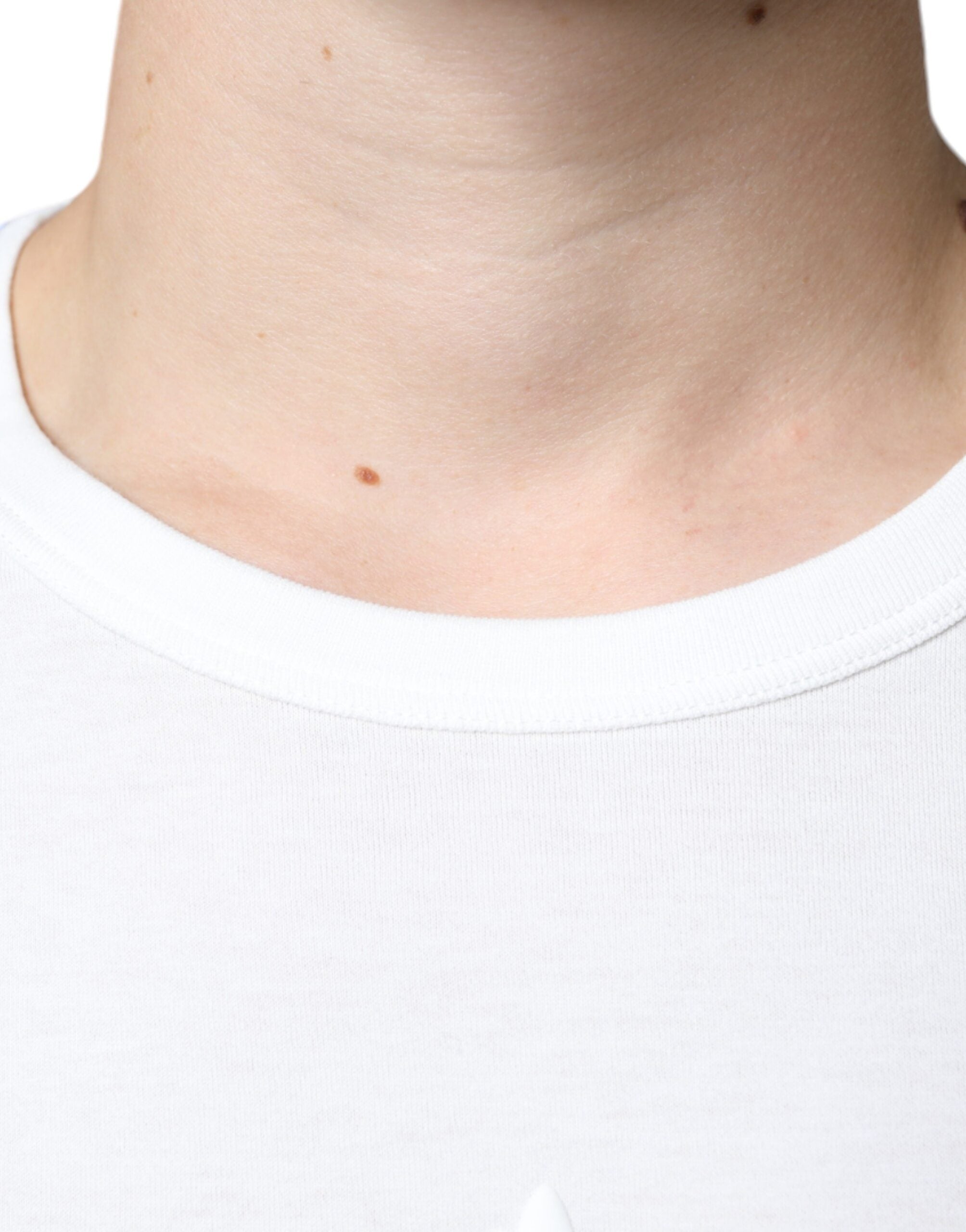 Dolce & Gabbana White Logo Emsed Cotton Crewneck T-shirt