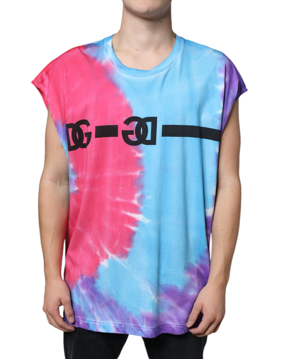 New Dolce & Gabbana Tie Dye Cotton Sleeveless T-shirt
