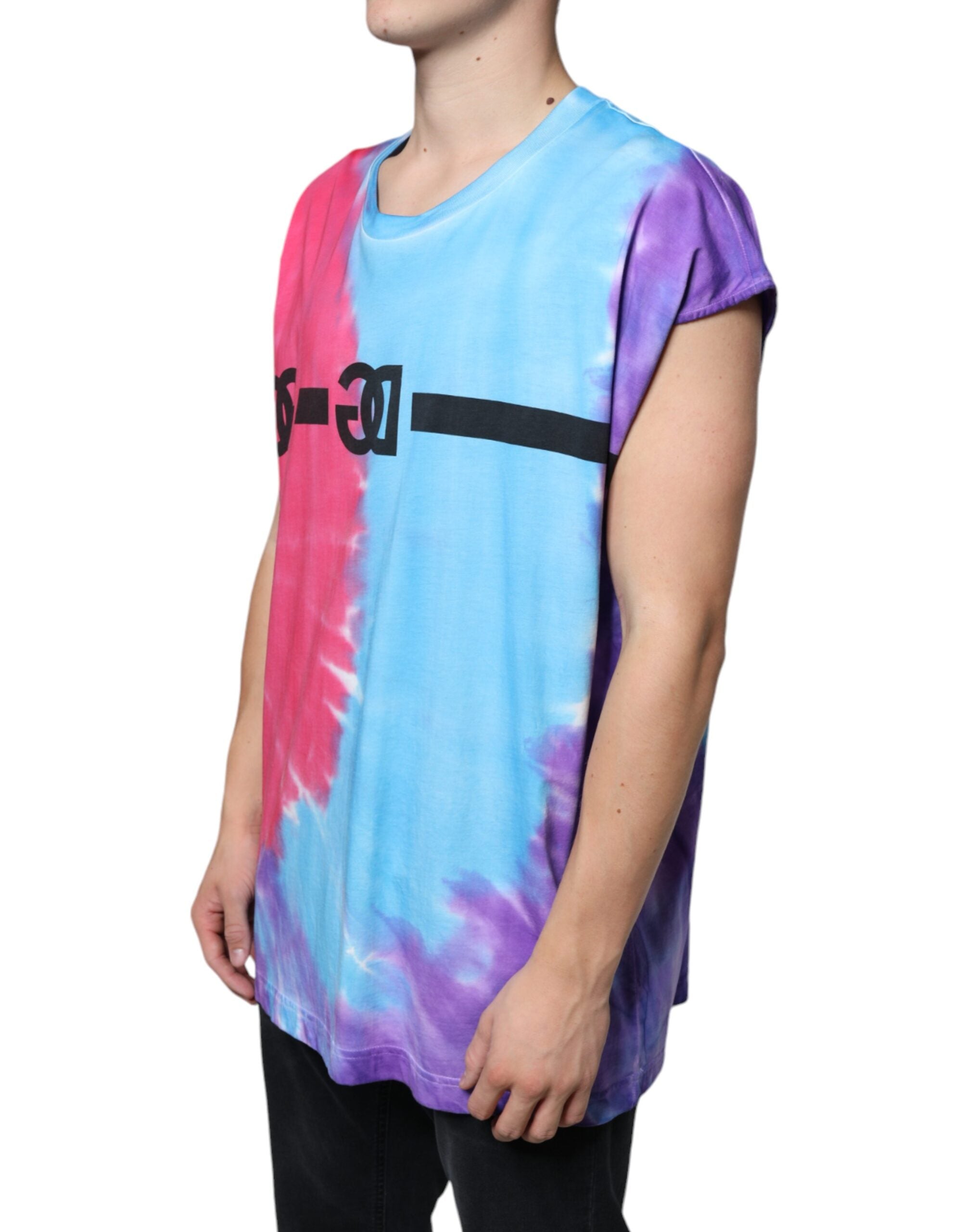 New Dolce & Gabbana Tie Dye Cotton Sleeveless T-shirt