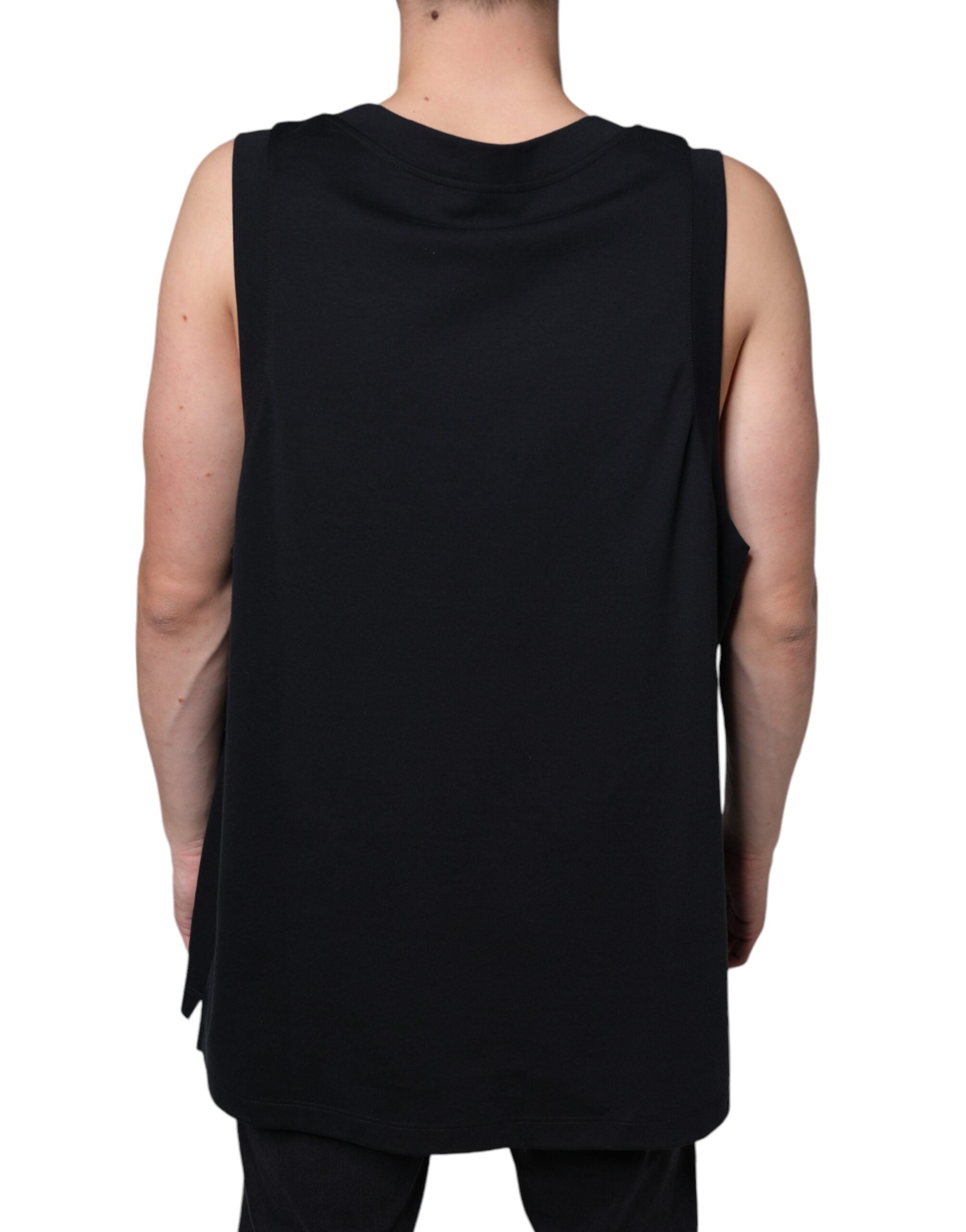 New Dolce & Gabbana Black Cotton Born To Be Free Sleeveless T-shirt
