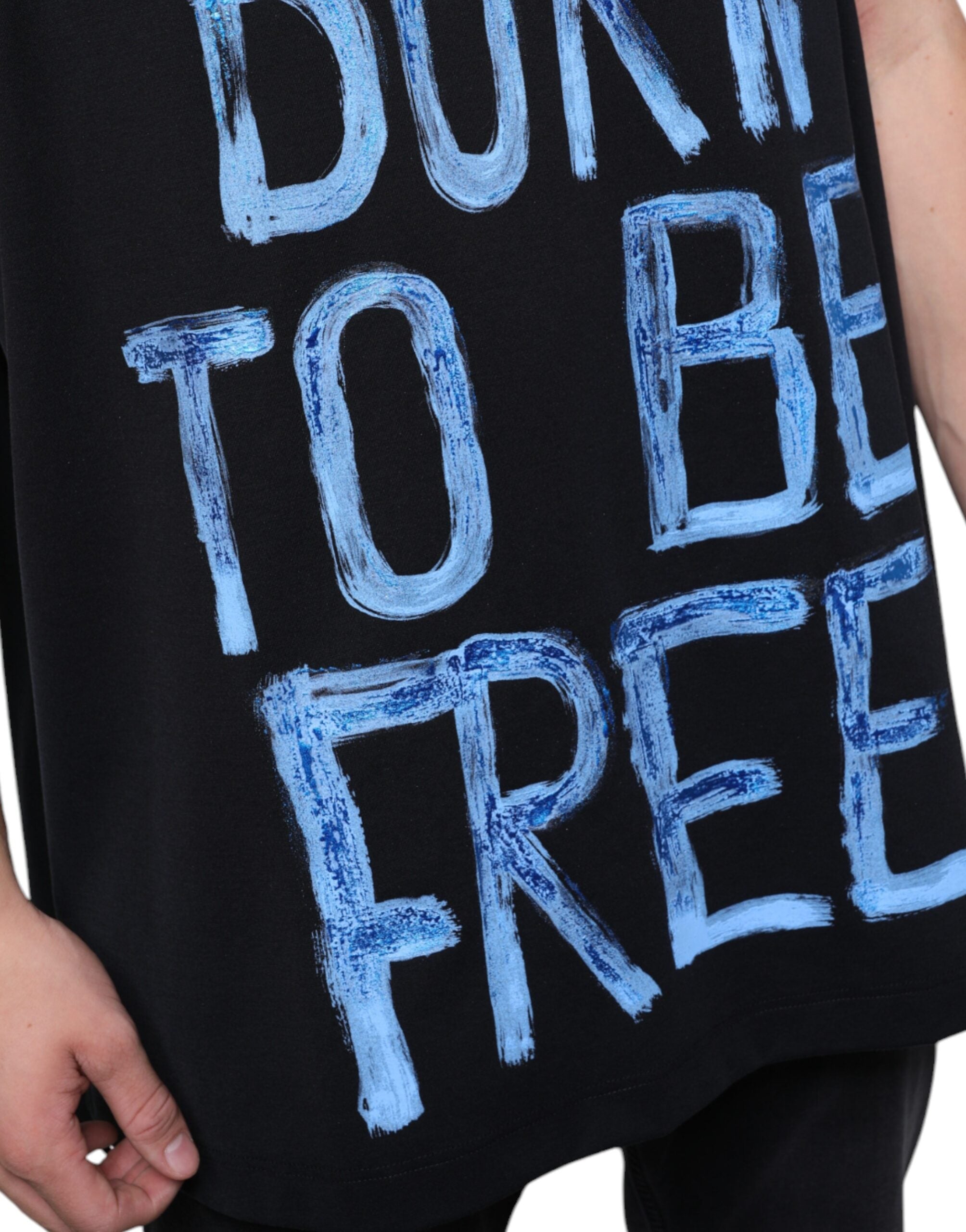 New Dolce & Gabbana Black Cotton Born To Be Free Sleeveless T-shirt