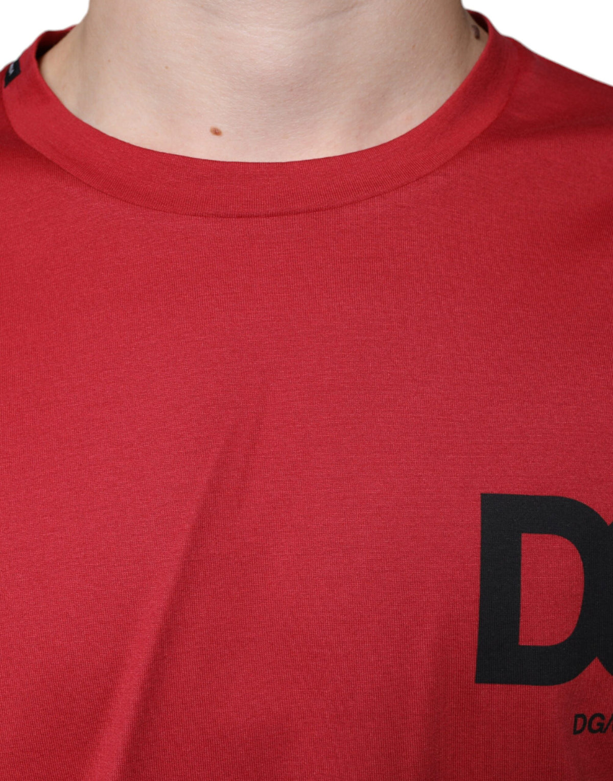 New Dolce & Gabbana Red Cotton DG Logo Print Crew Neck T-shirt