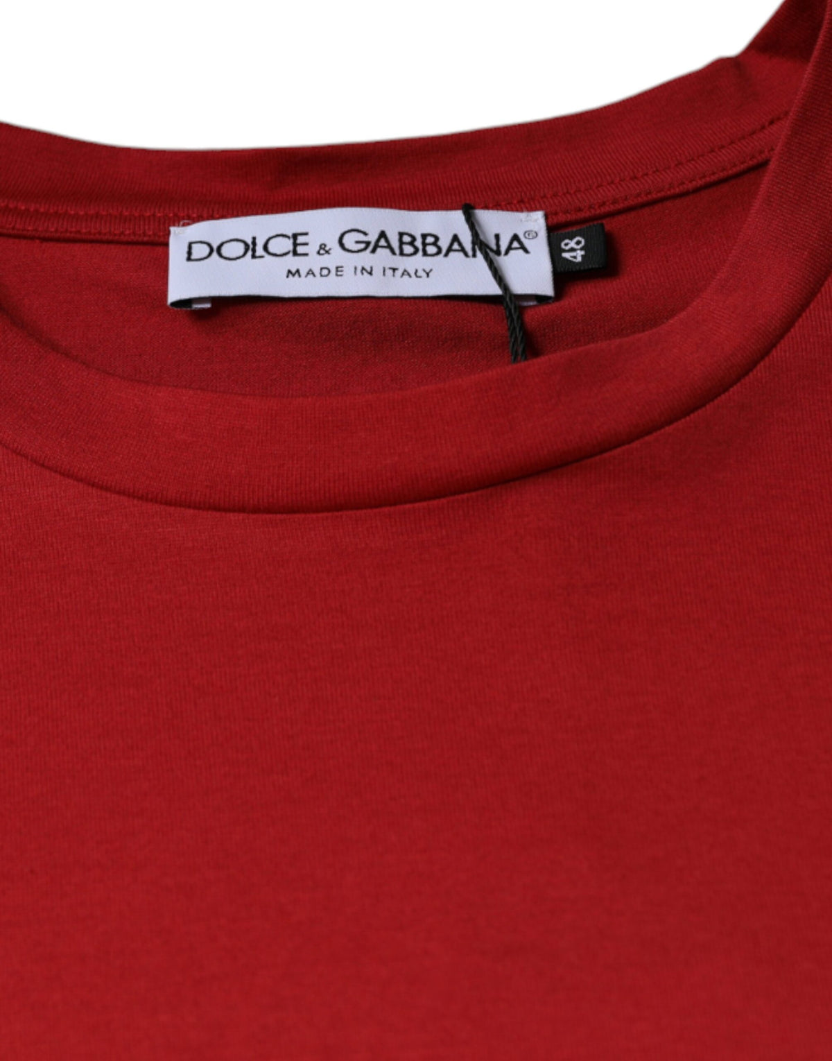 New Dolce & Gabbana Red Cotton DG Logo Print Crew Neck T-shirt