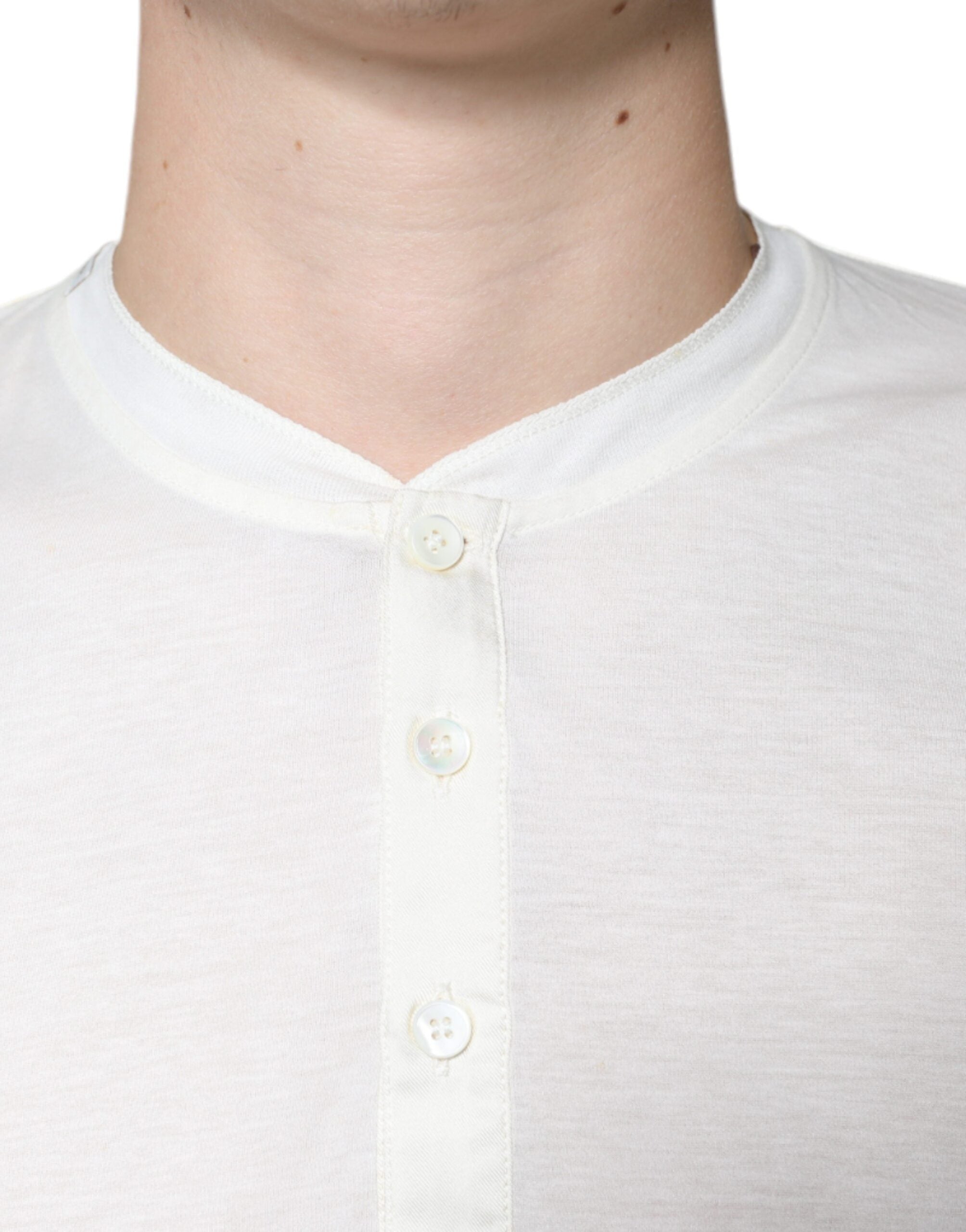 New Dolce & Gabbana Off White Cotton Short Sleeves T-shirt