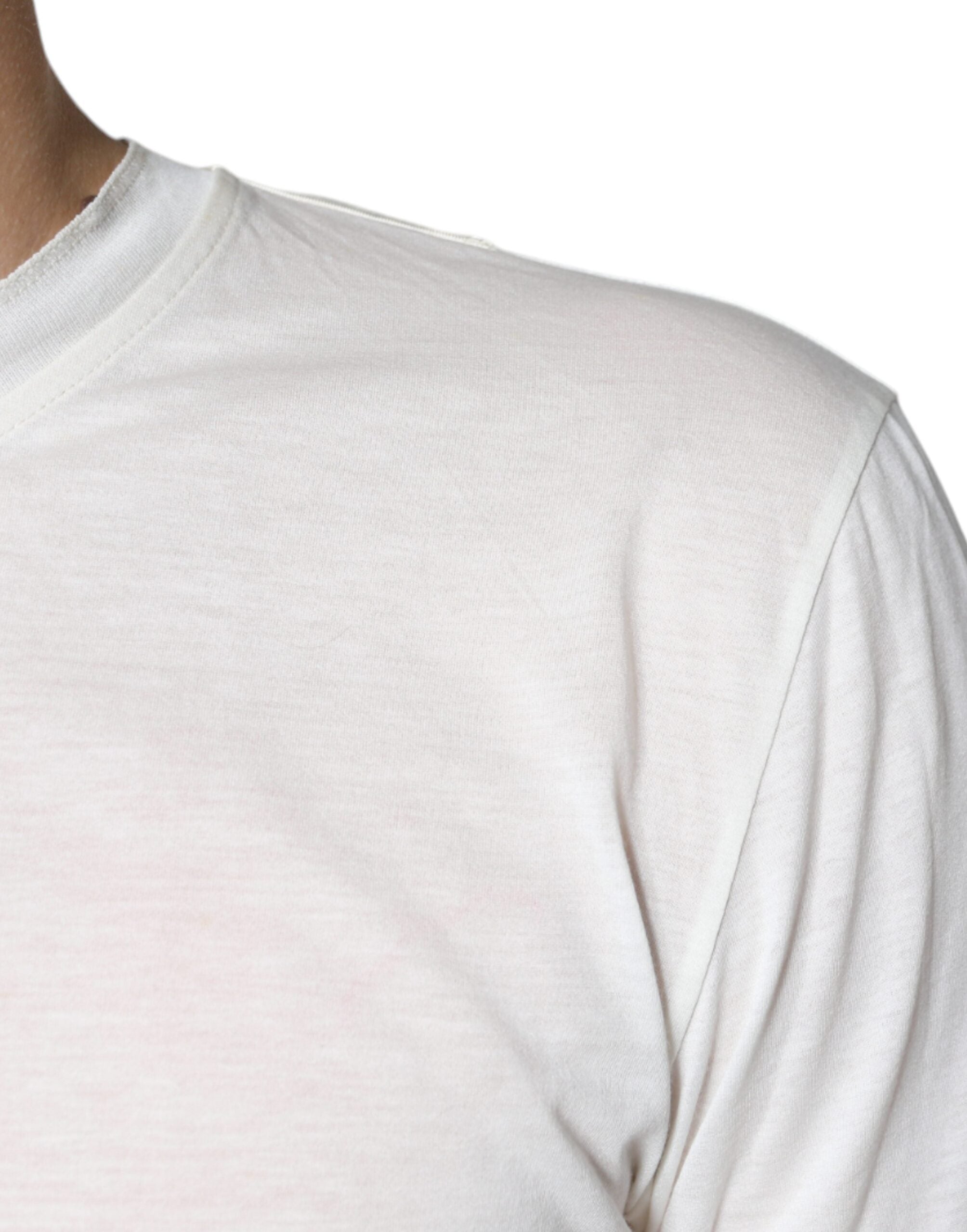 New Dolce & Gabbana Off White Cotton Short Sleeves T-shirt