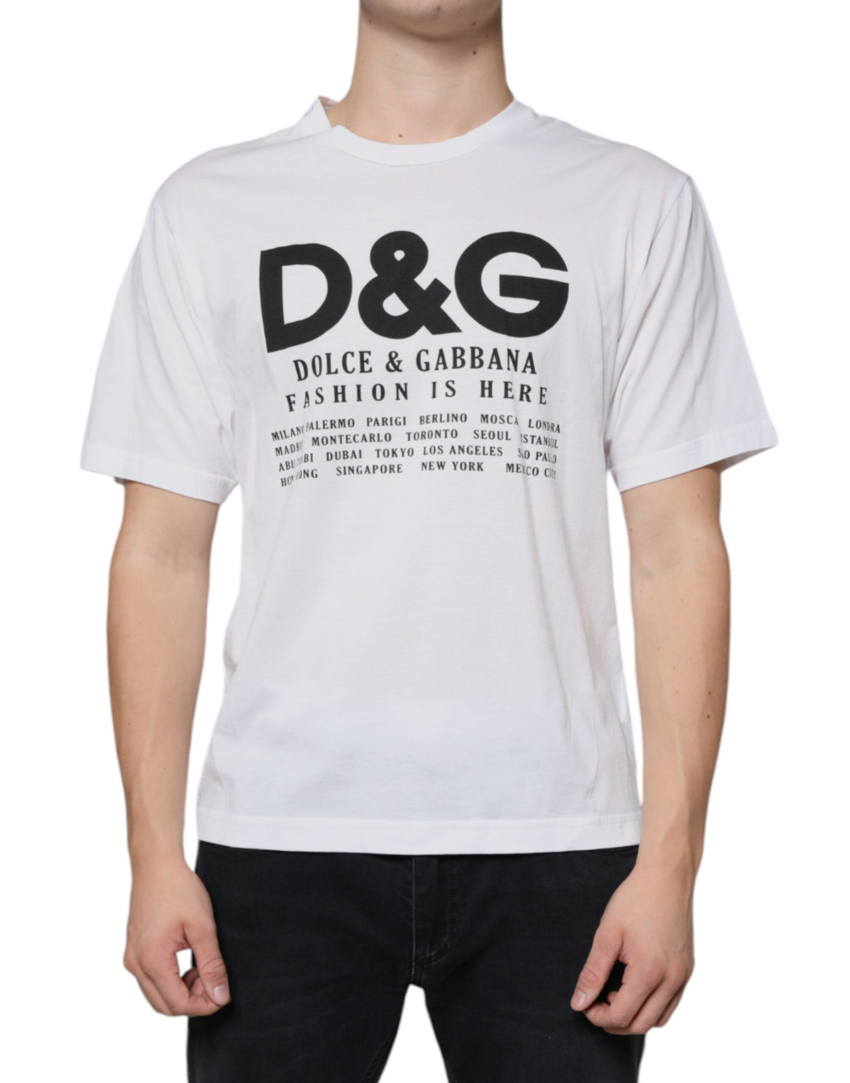New Dolce & Gabbana White Cotton DG Logo Print Casual T-shirt