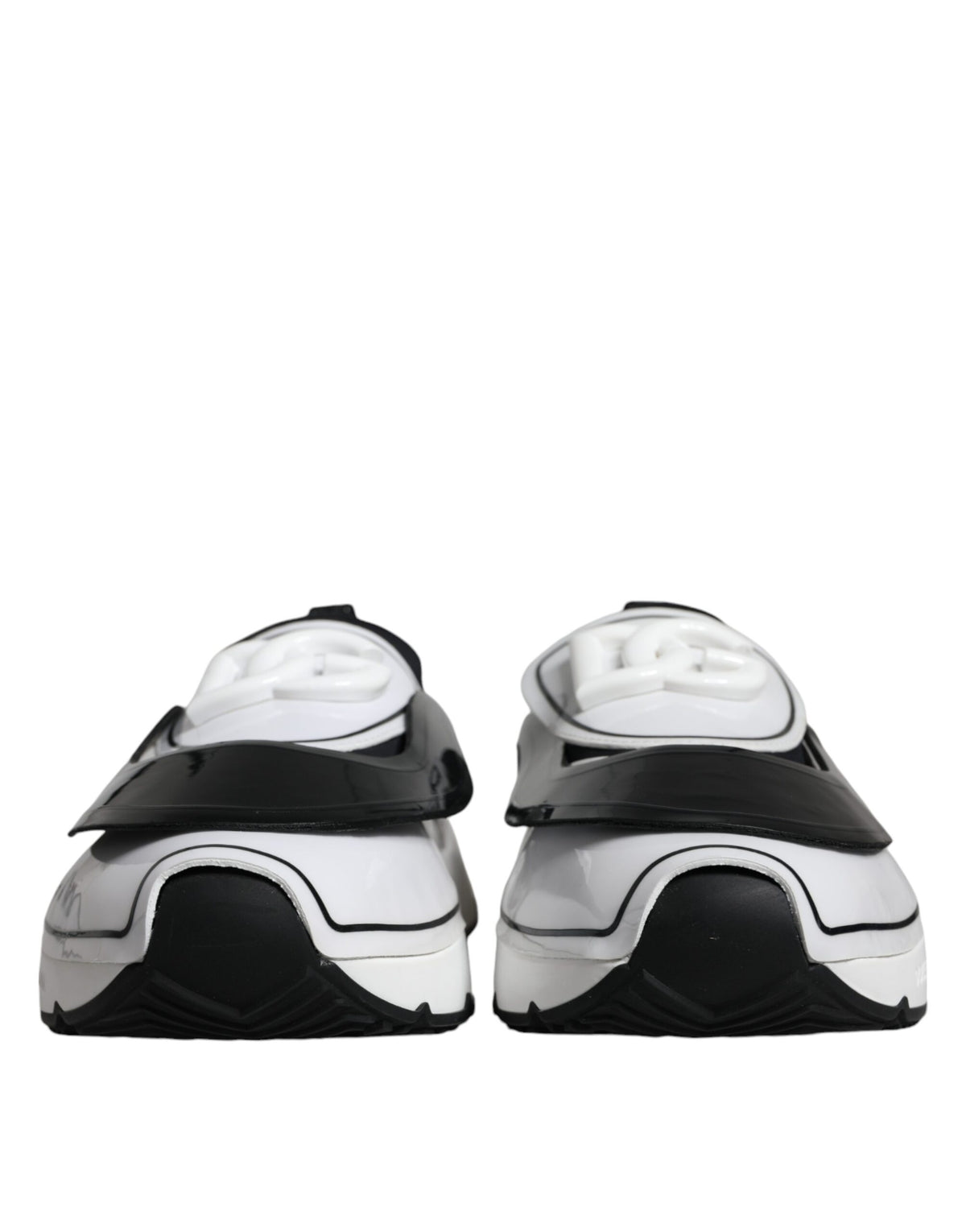 New Dolce & Gabbana White Black Logo Plaque Daymaster Sneakers Shoes