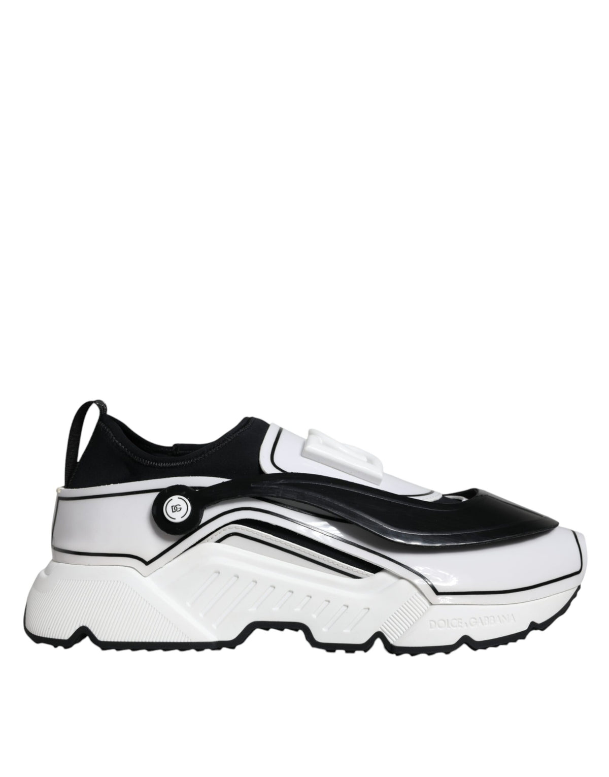 New Dolce & Gabbana White Black Logo Plaque Daymaster Sneakers Shoes