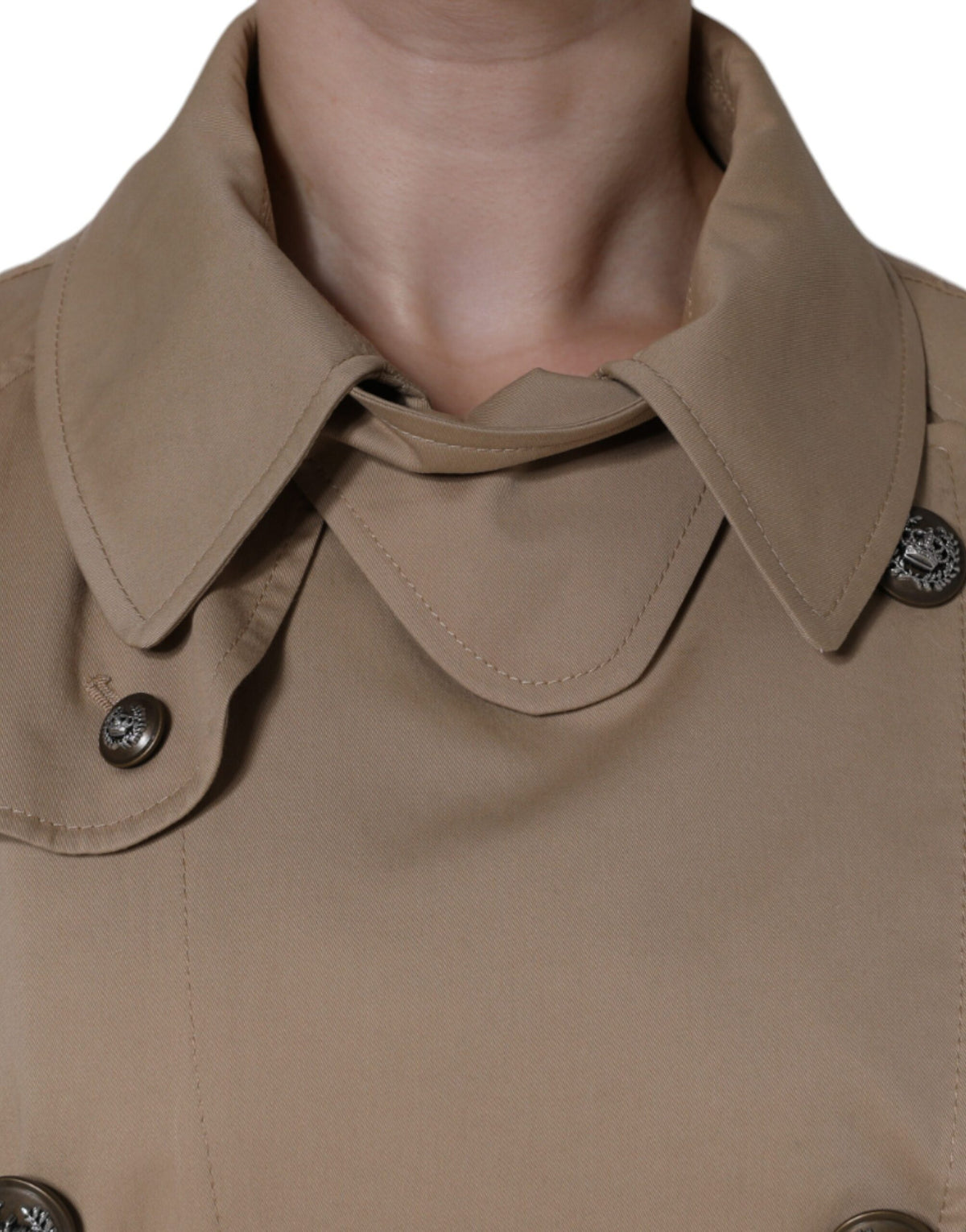 New Dolce & Gabbana Khaki Double Breasted Trench Coat Jacket