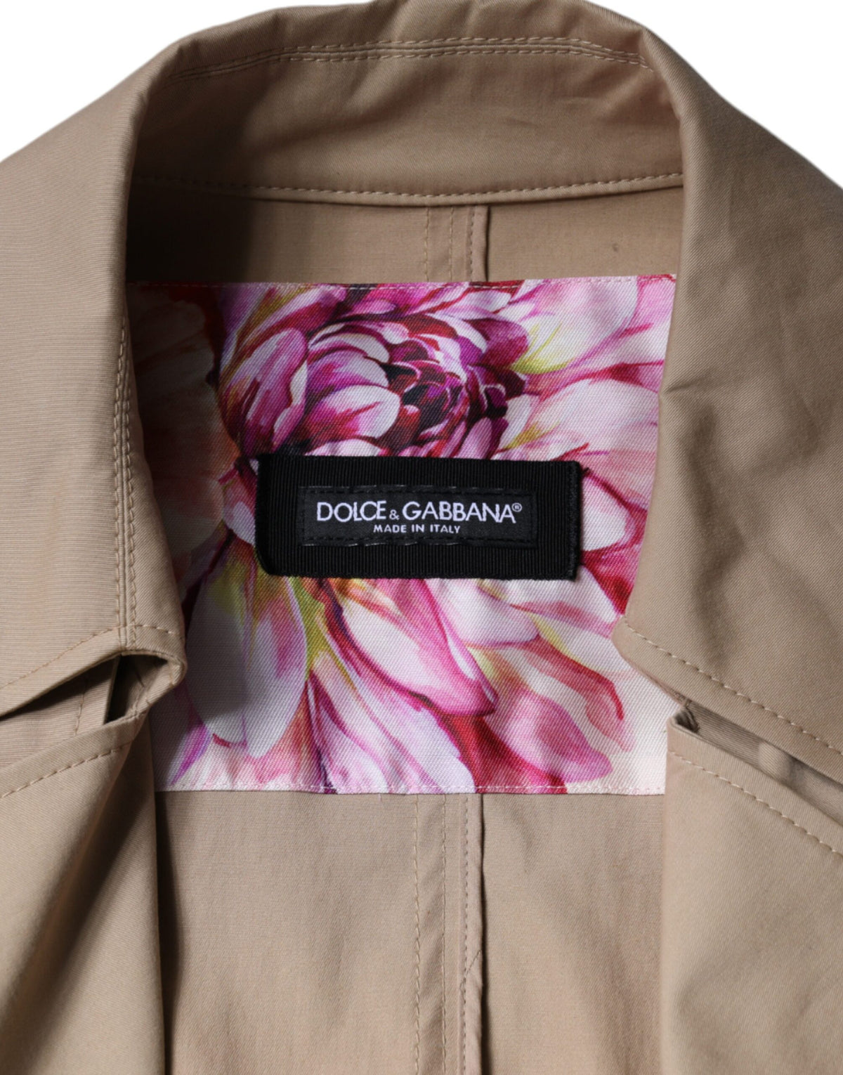 New Dolce & Gabbana Khaki Double Breasted Trench Coat Jacket