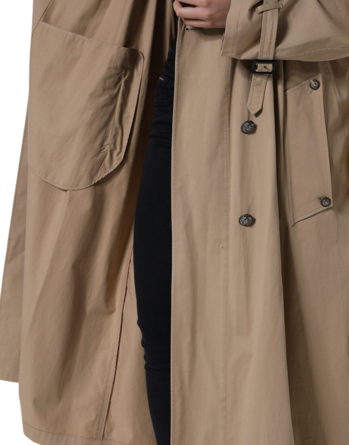 New Dolce & Gabbana Khaki Double Breasted Trench Coat Jacket