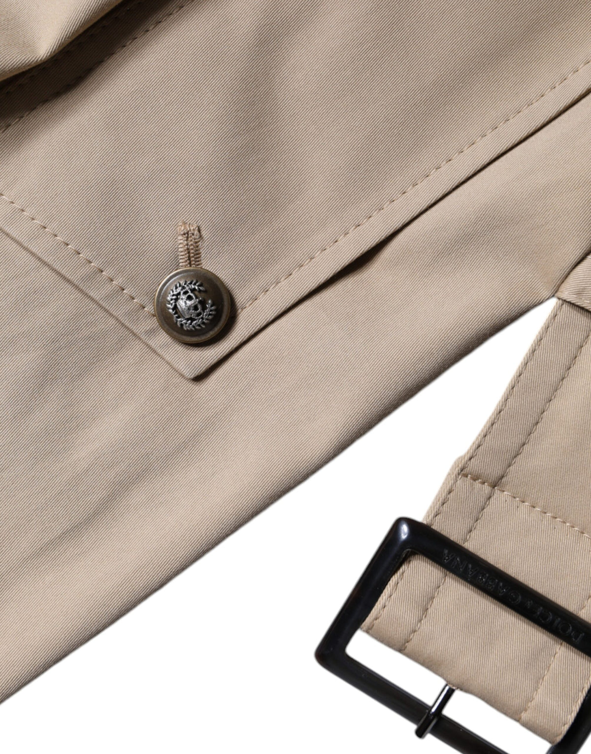 New Dolce & Gabbana Khaki Double Breasted Trench Coat Jacket