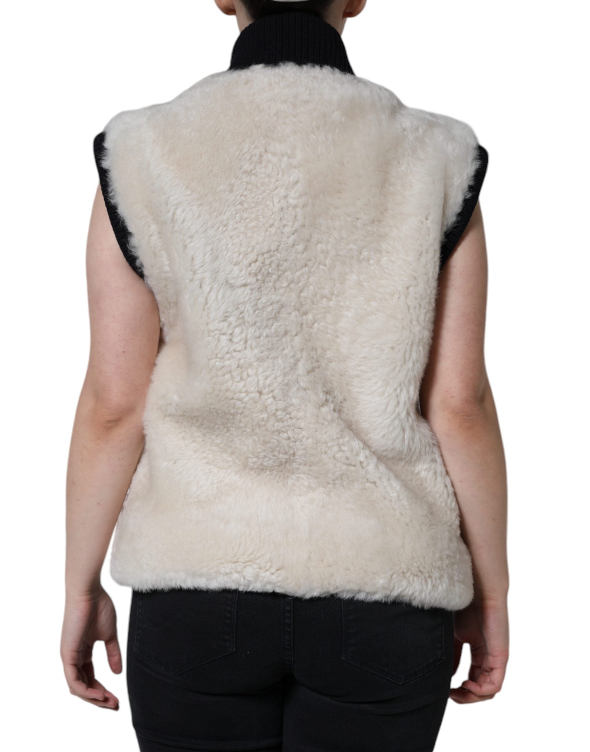 New Burberry White WARRENFORD Shearling Leather Vest Coat Jacket