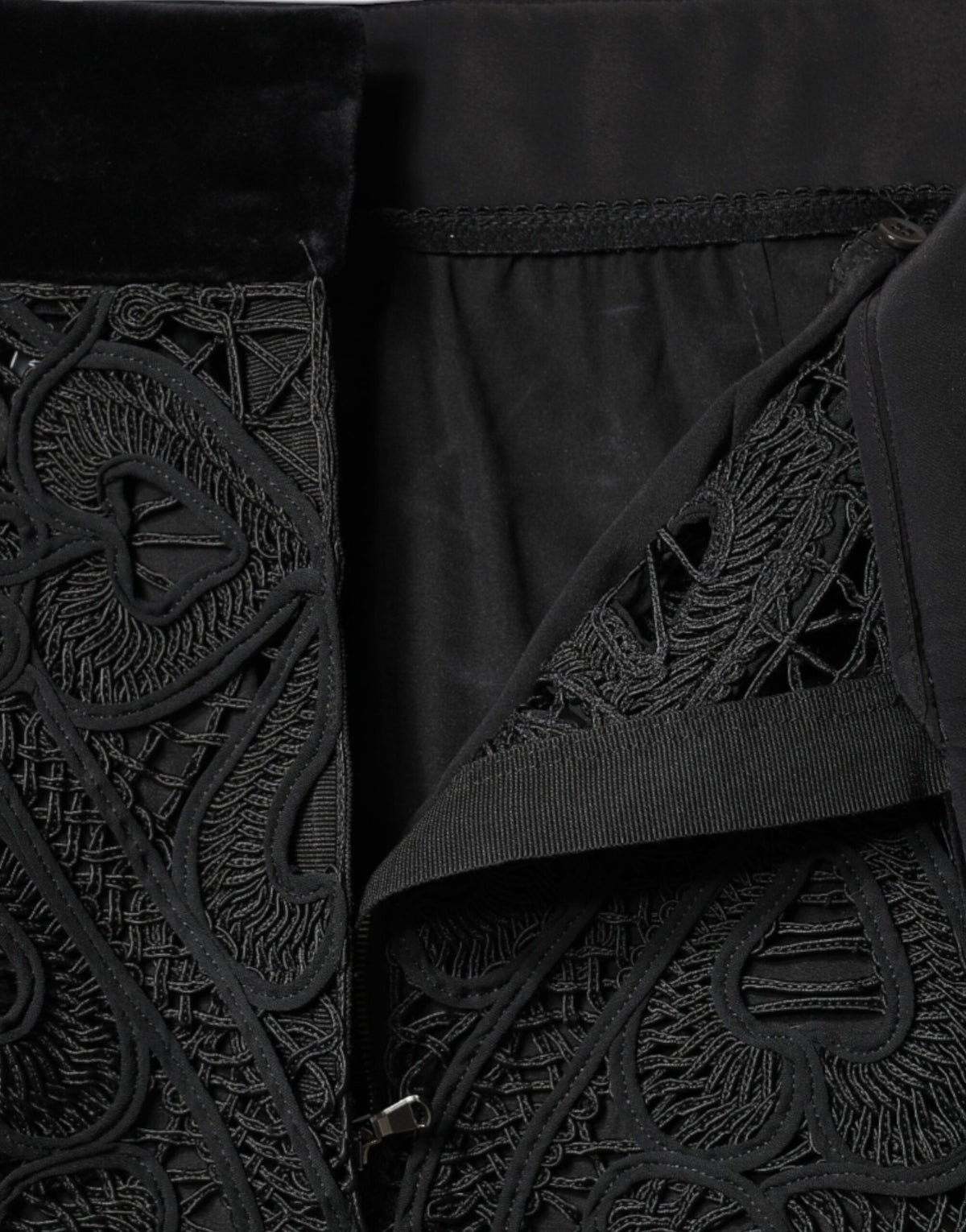 New Dolce & Gabbana Black Floral Lace High Waist Pencil Cut Skirt