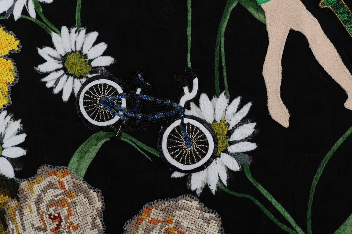 Dolce & Gabbana Black Embellished Daisy Brocade Skirt - PreLoved & Luxe