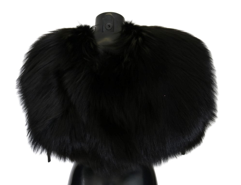 Dolce & Gabbana Black Silver Fox Fur Scarf - PreLoved & Luxe