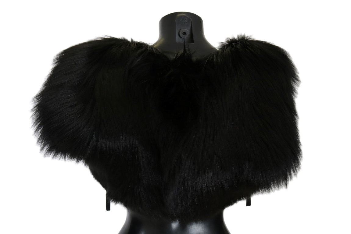 Dolce & Gabbana Black Silver Fox Fur Scarf - PreLoved & Luxe
