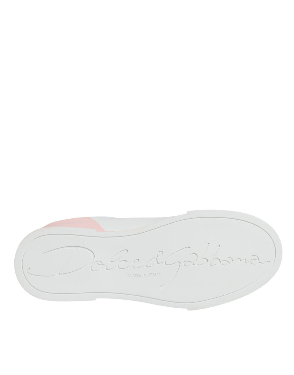 New Dolce & Gabbana White Pink Portofino Low Top Sneakers Shoes