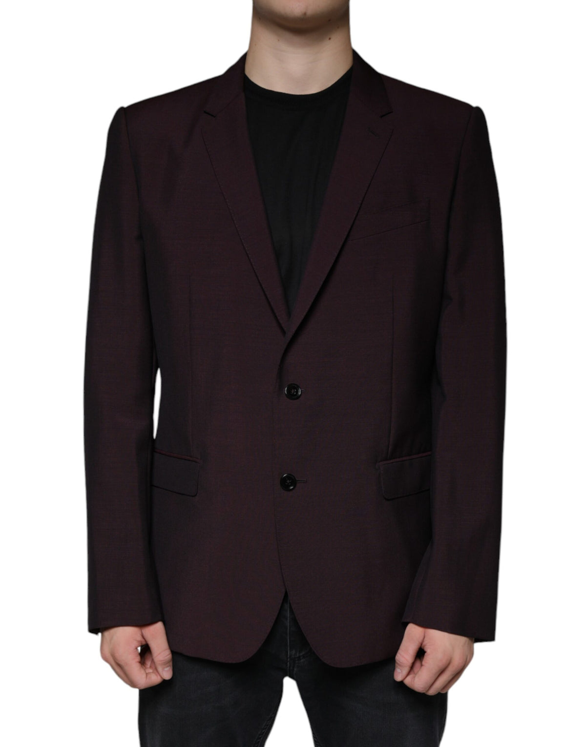 New Dolce & Gabbana Bordeaux Wool Single Breasted Dress Blazer