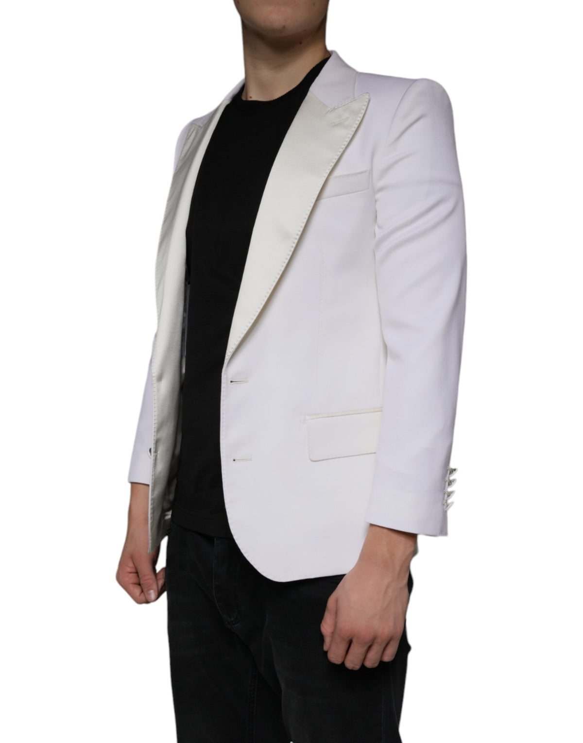New Dolce & Gabbana Off White Wool Single Breasted Dress Blazer