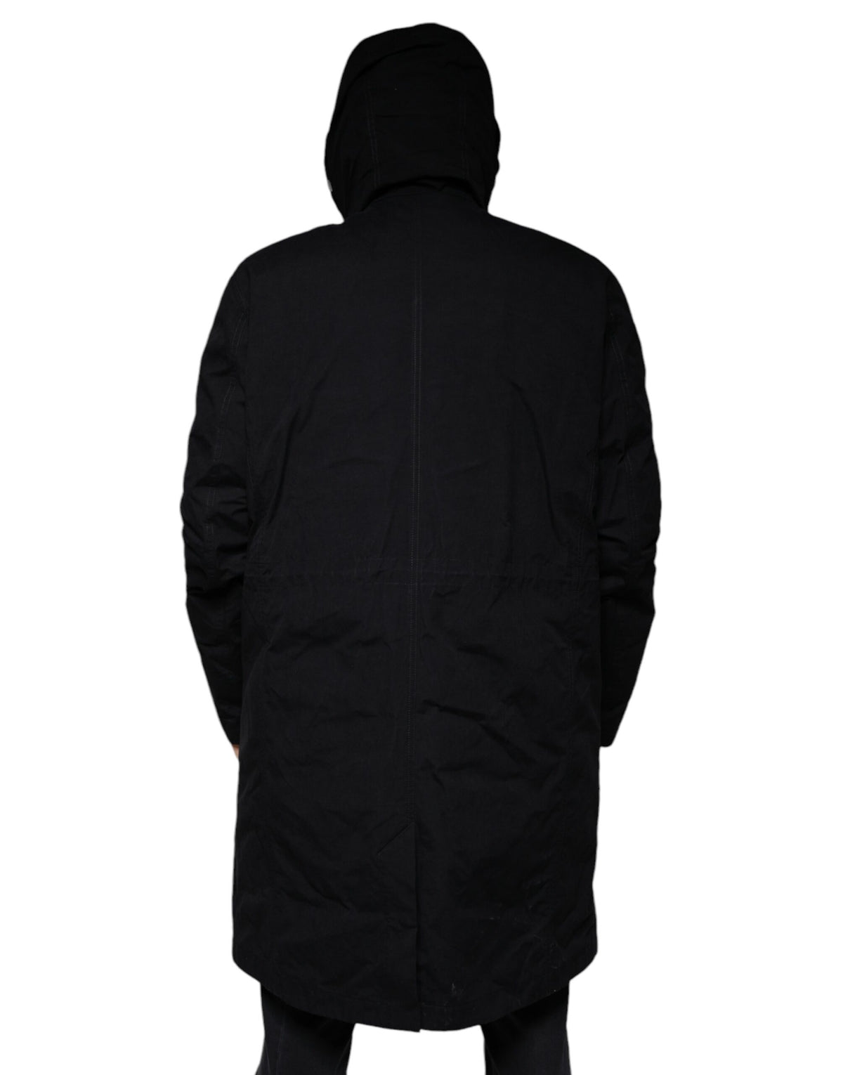 New Dolce & Gabbana Black Hooded Parka Cotton Trench Coat Jacket