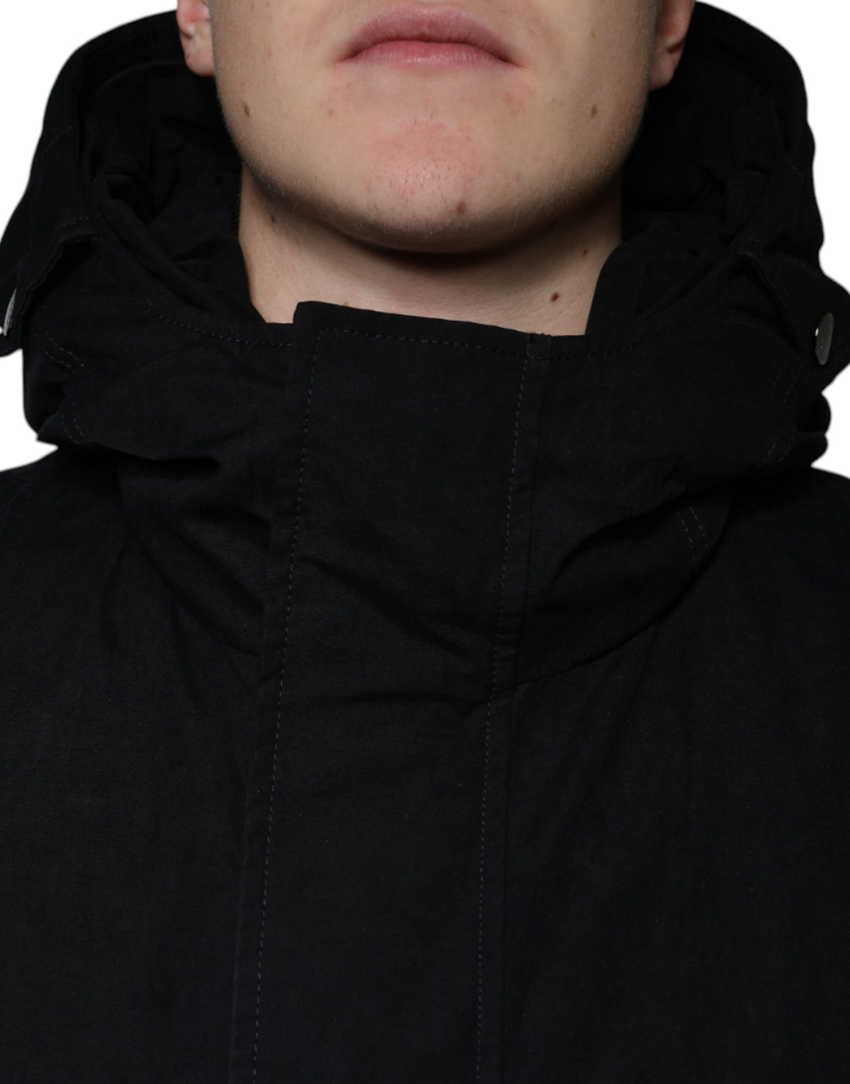 New Dolce & Gabbana Black Hooded Parka Cotton Trench Coat Jacket