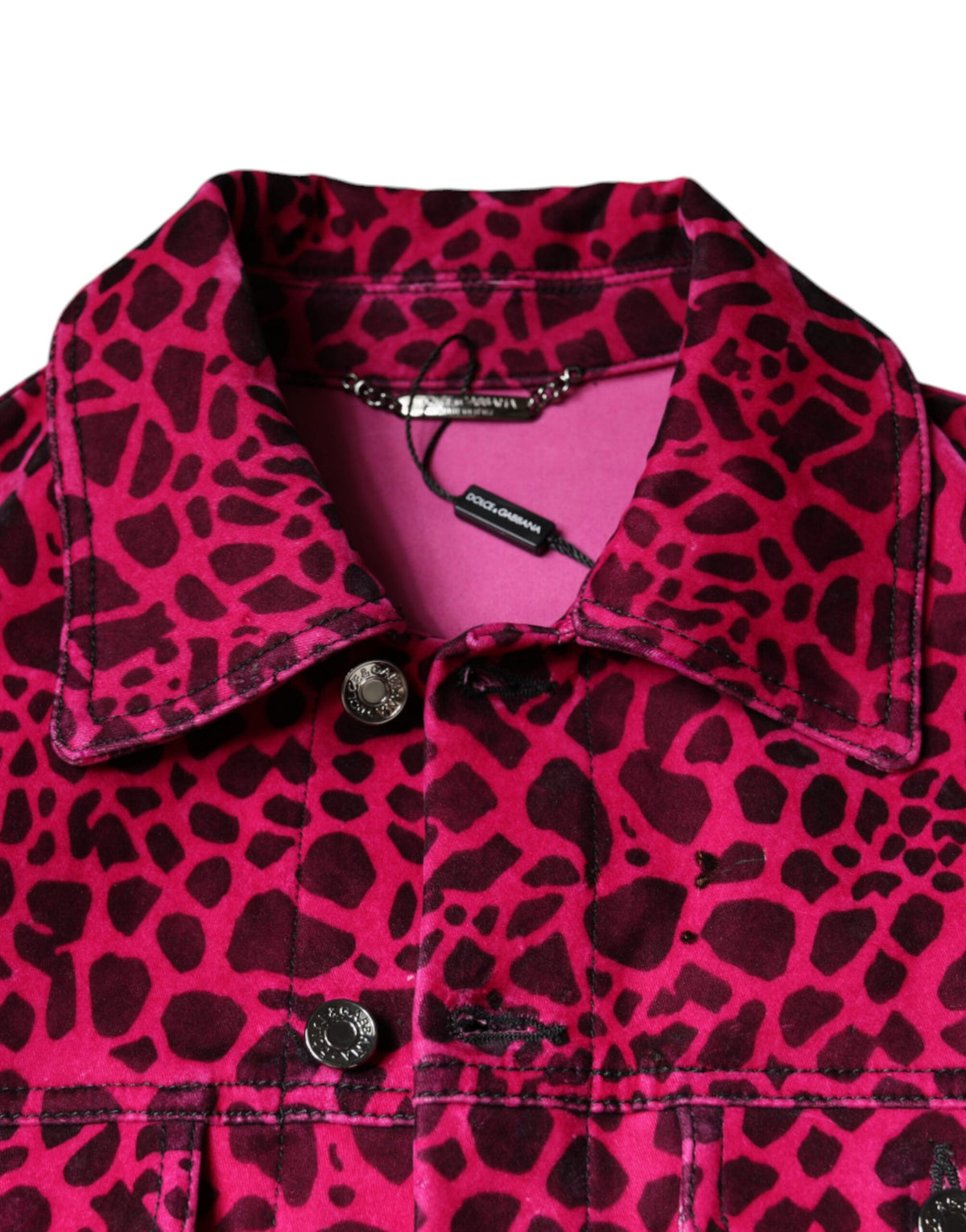 New Dolce & Gabbana Fuchsia Leopard Button Down Collared Jacket