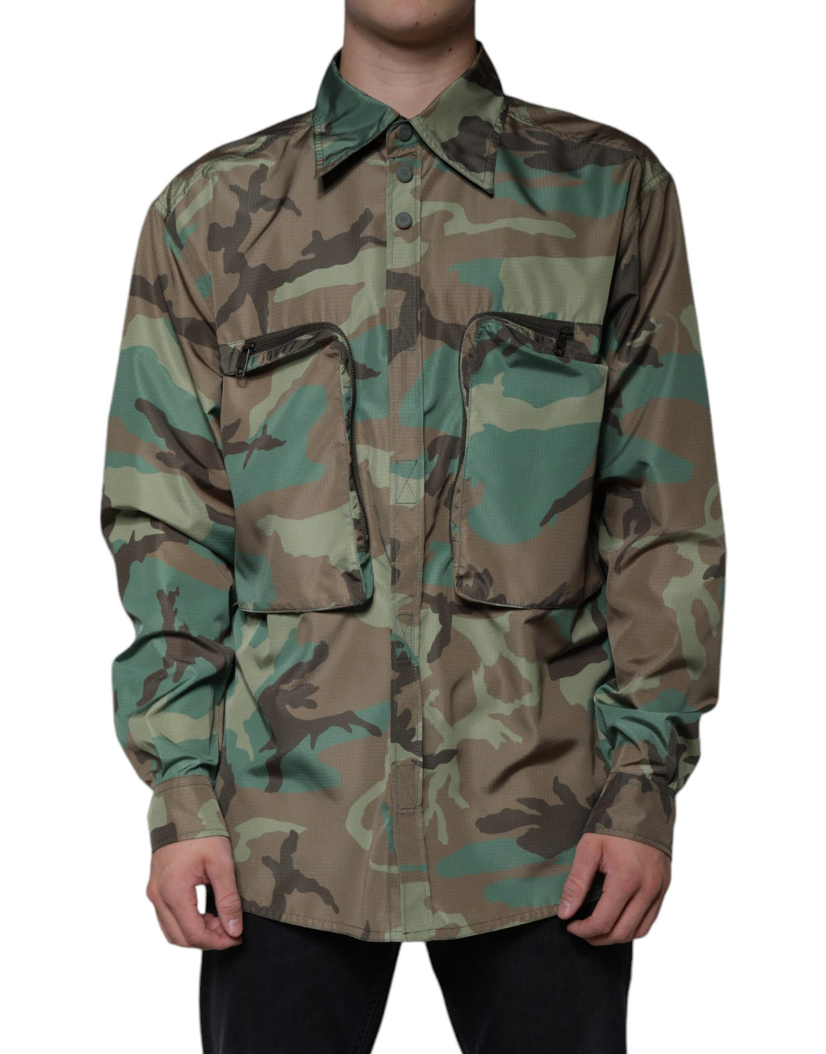 New Dolce & Gabbana Camouflage Button Down Shirt