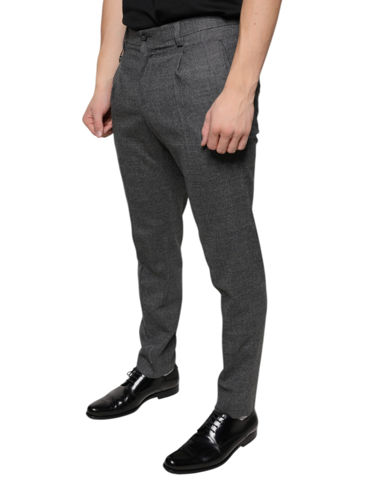 New Dolce & Gabbana Gray Check Tartan Wool Skinny Pants
