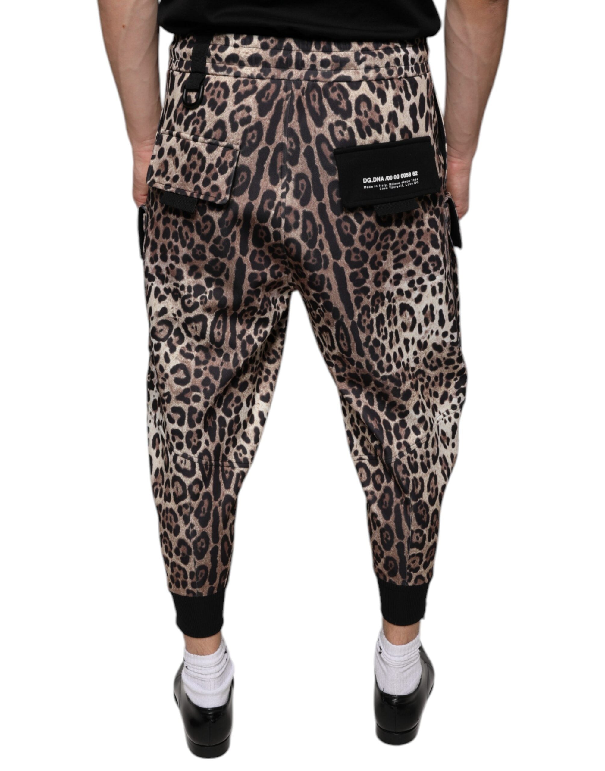 New Dolce & Gabbana Brown Leopard Jogger Pants