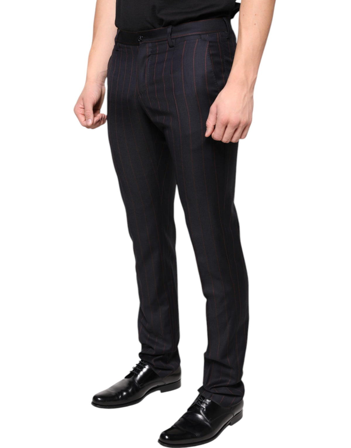 New Dolce & Gabbana Black Stripes Skinny Men Dress Pants
