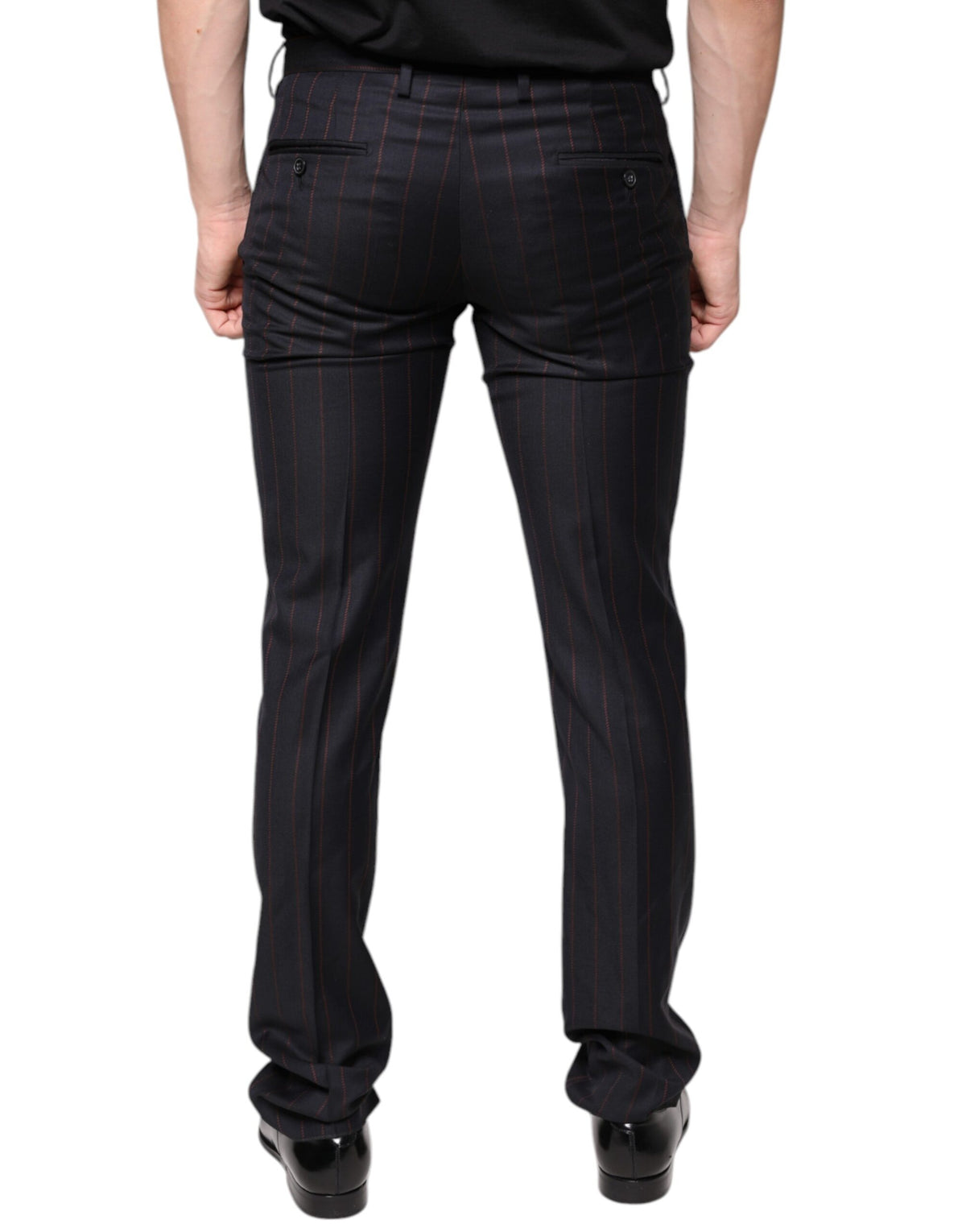 New Dolce & Gabbana Black Stripes Skinny Men Dress Pants