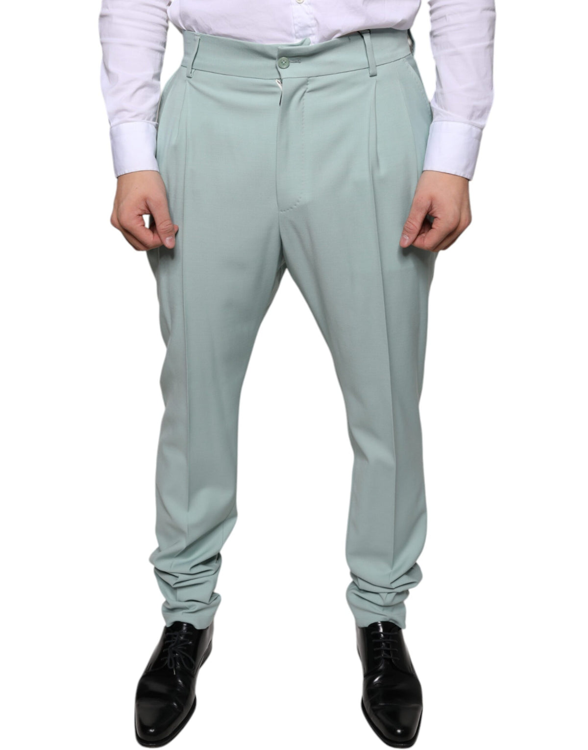New Dolce & Gabbana Mint Green Cotton Dress Pants