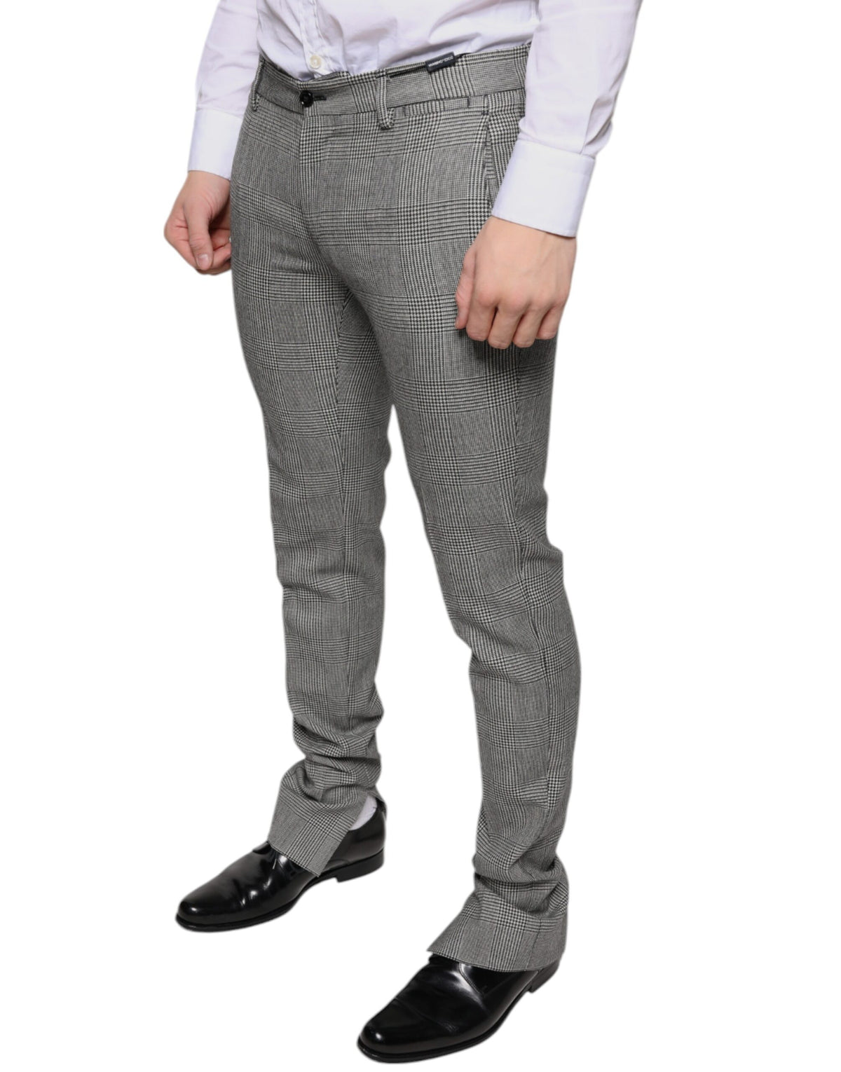 New Dolce & Gabbana Gray Check Tartan Wool Skinny Pants