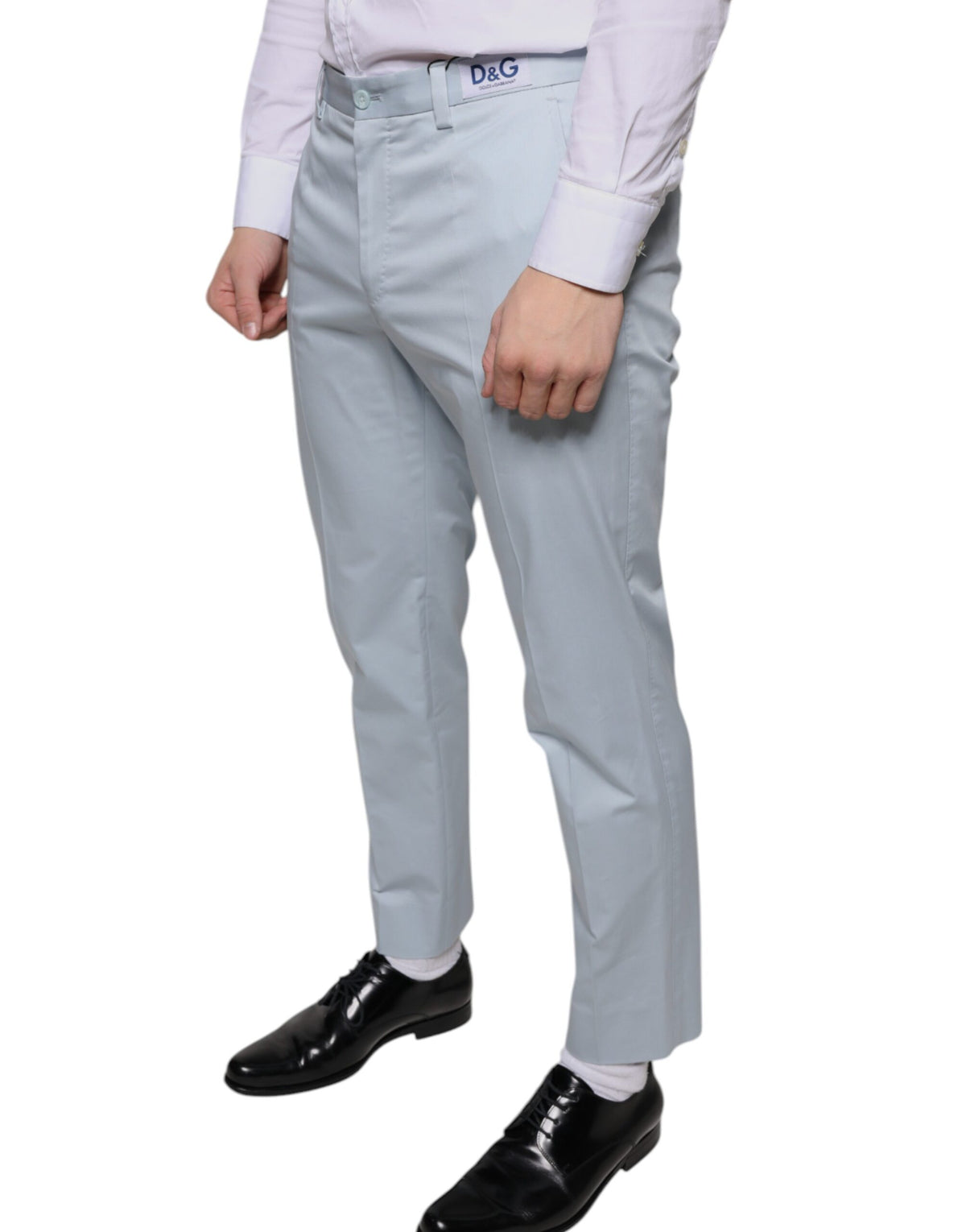 New Dolce & Gabbana Light Blue Cotton Dress Pants
