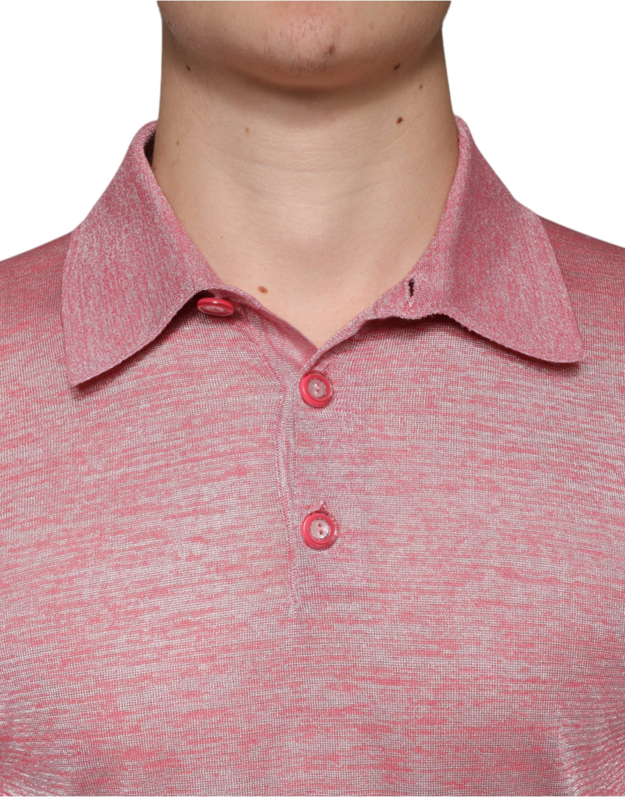 New Dolce & Gabbana Pink Long Sleeve Men Polo T-shirt
