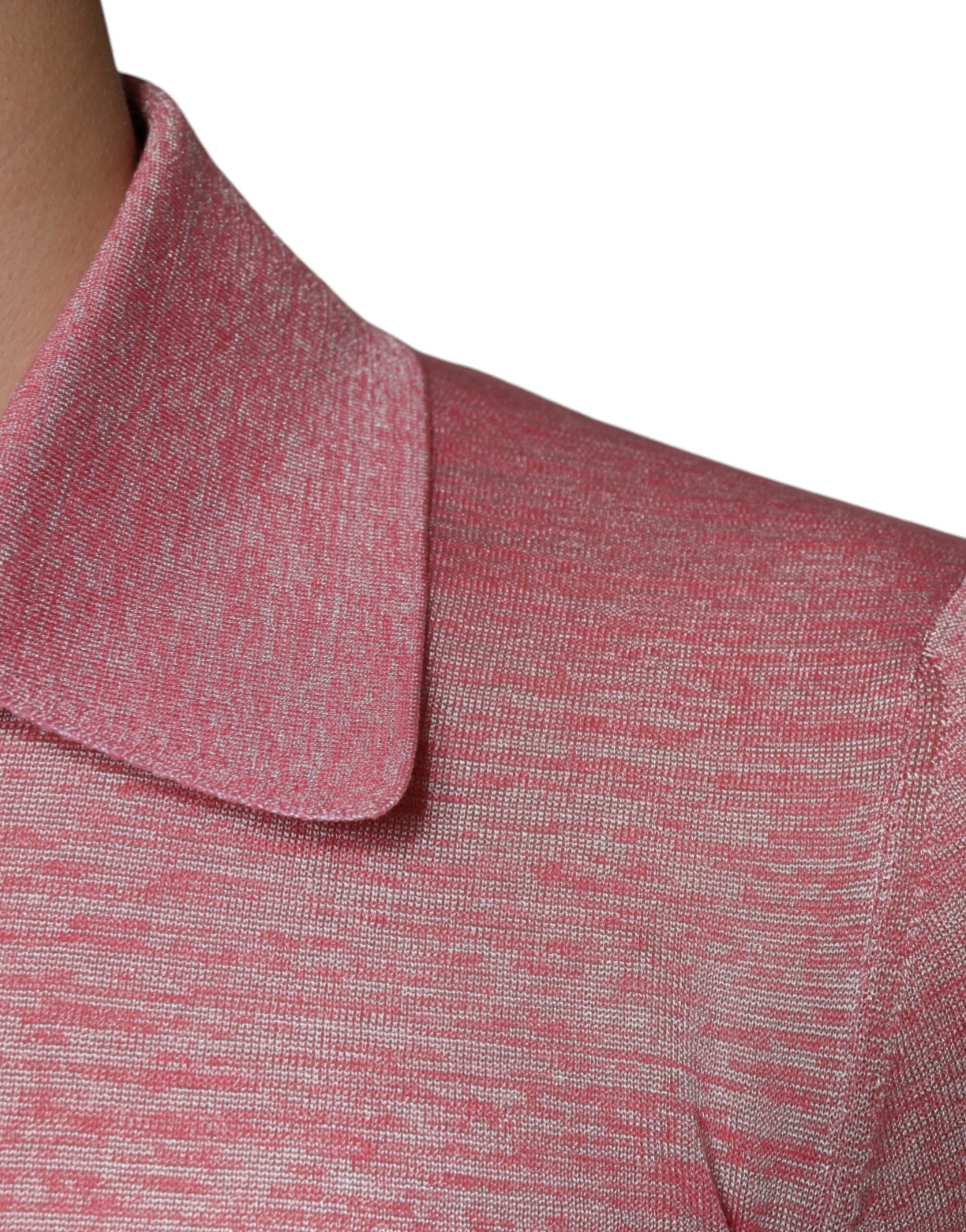 New Dolce & Gabbana Pink Long Sleeve Men Polo T-shirt