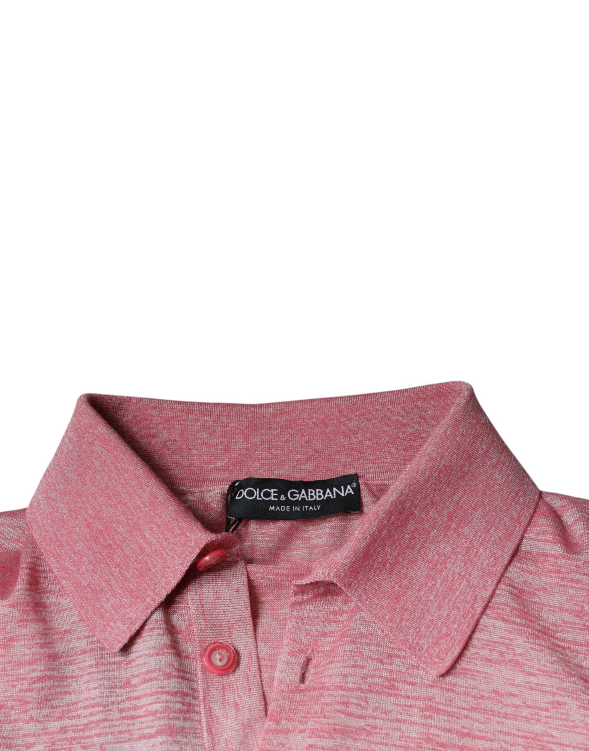 New Dolce & Gabbana Pink Long Sleeve Men Polo T-shirt