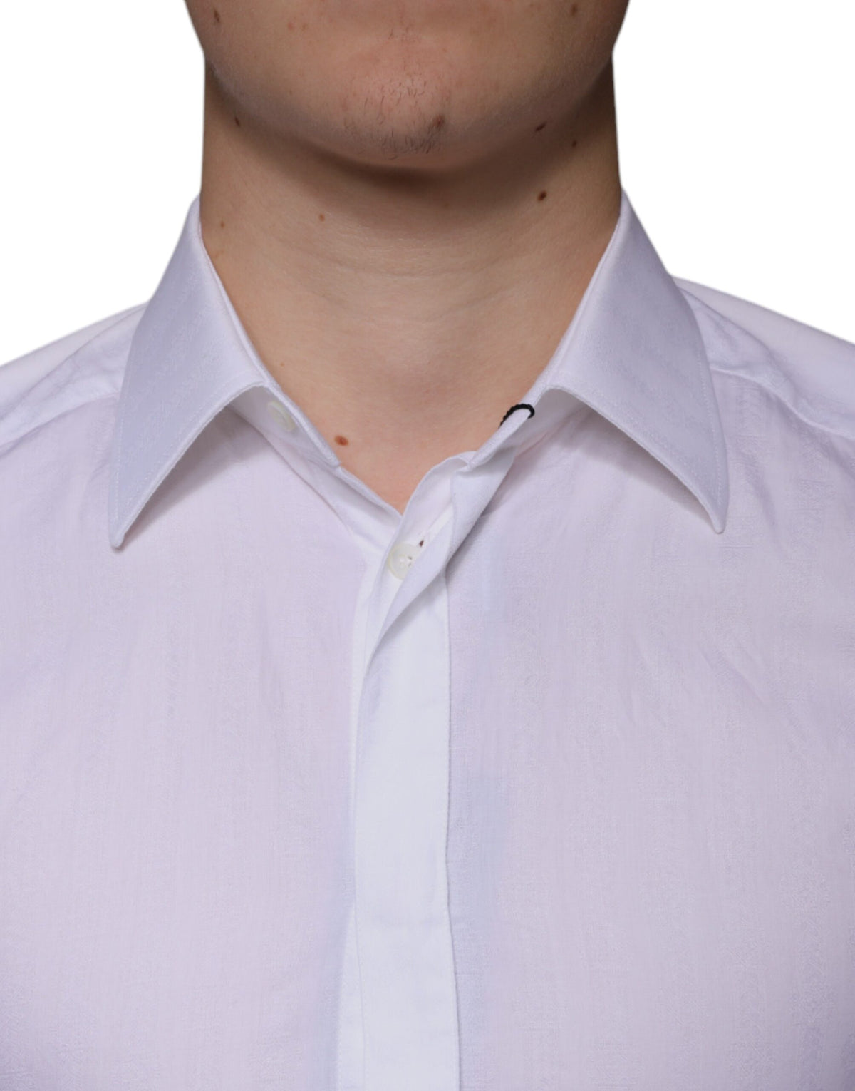 New Dolce & Gabbana White Cotton Men Dress GOLD Formal Shirt